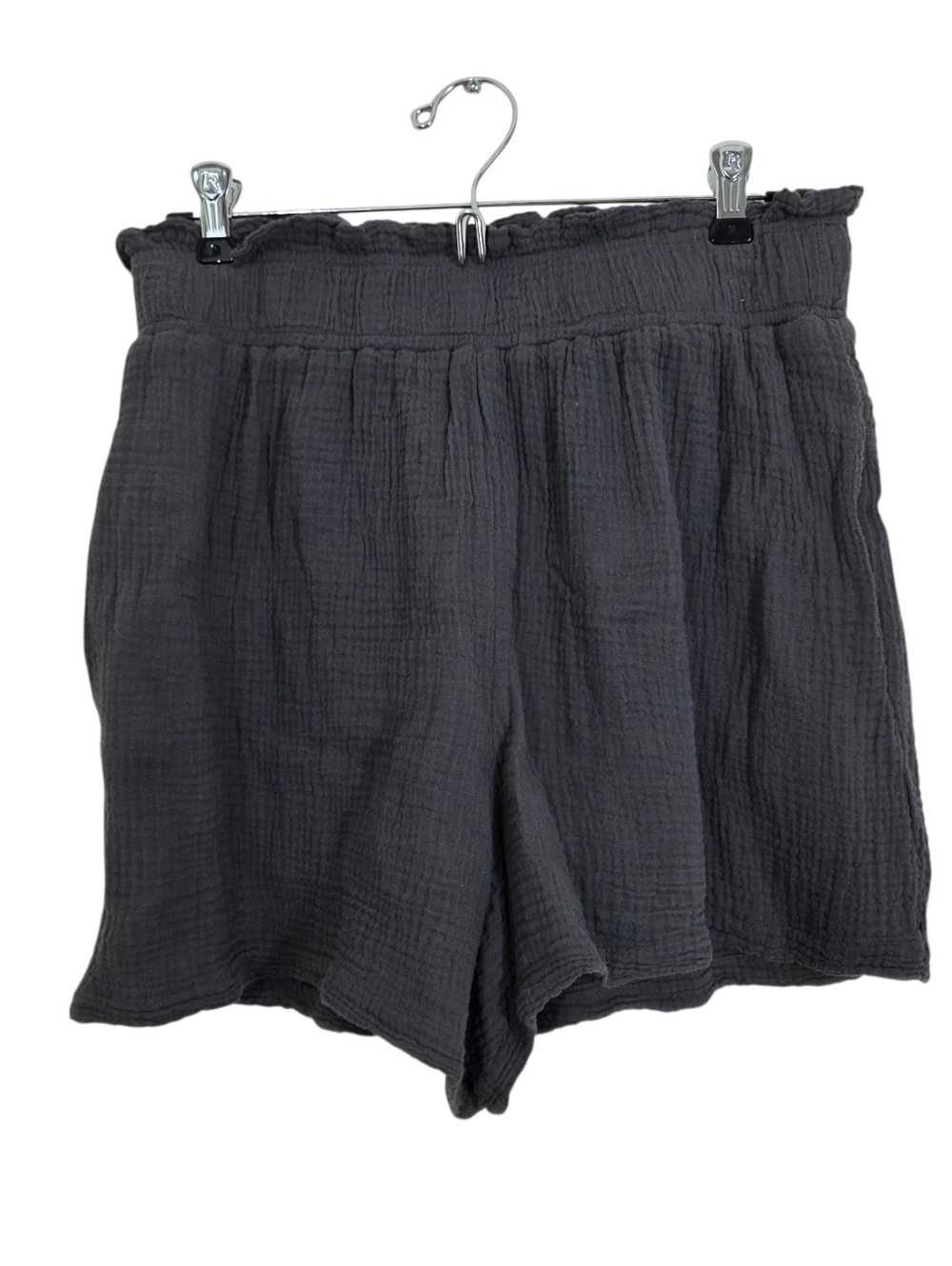 NWT Monrow Flowy Shorts Grey Crinkled Cotton Size Medium Casual Comfy